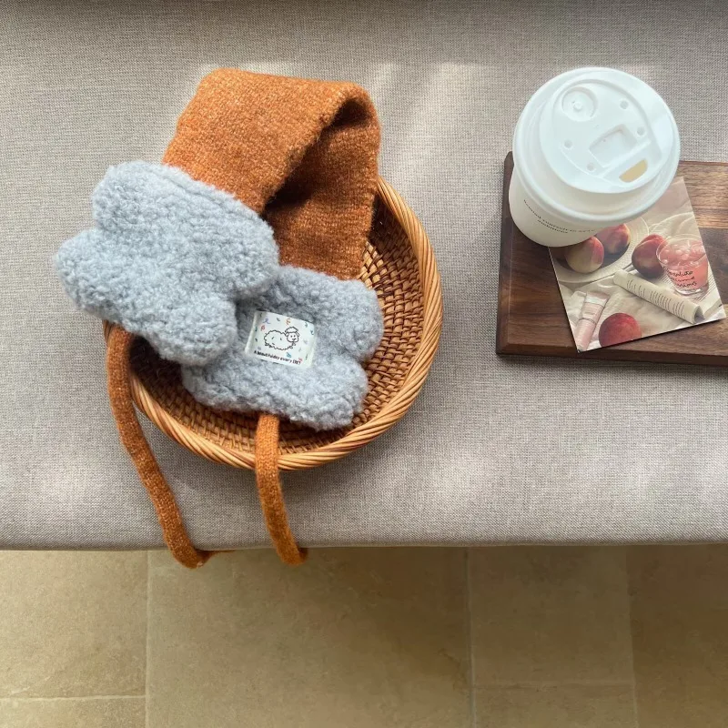 Koreanische, niedliche, gestrickte Ohrenwärmer mit Herbst- und Winter-Schnürverschlüssen, mehrfarbig, frostschutzbeschichtet, warmes Stirnband für Damen. – Detail 5