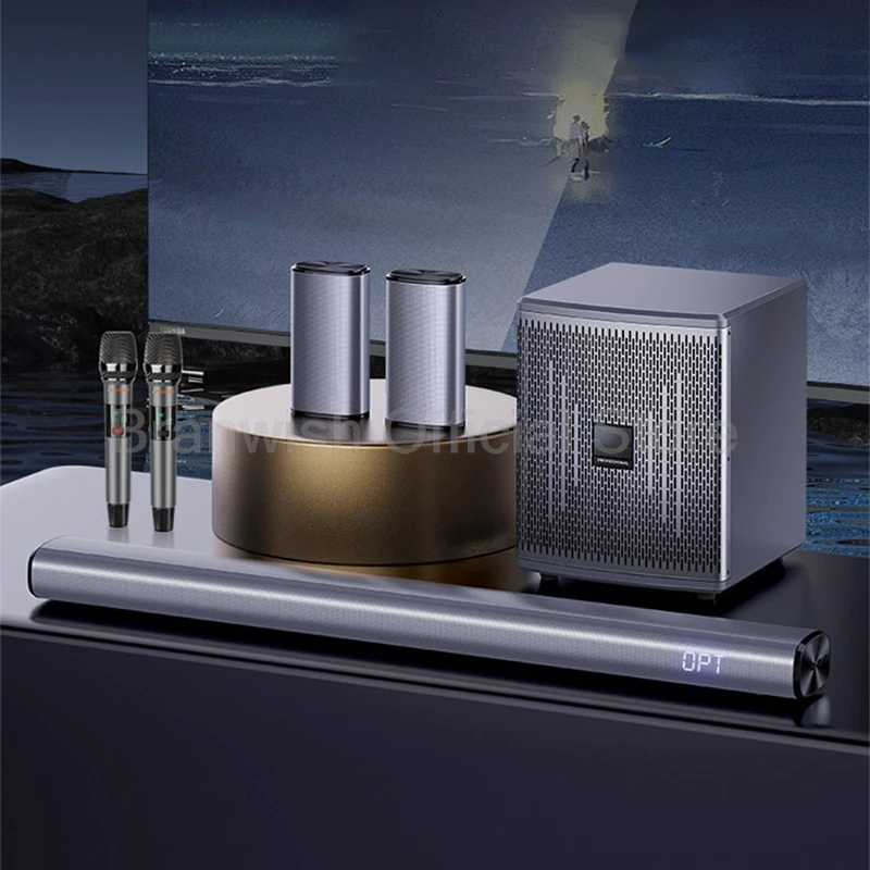 5.1 نظام الصوت للمسرح المنزلي HiFi 100 واط 8 بوصة قوة الصوت بار مضخم الصوت مكبرات الصوت التلفزيون الكمبيوتر المنزل مجموعة HDMI الألياف محوري صدى الجدار