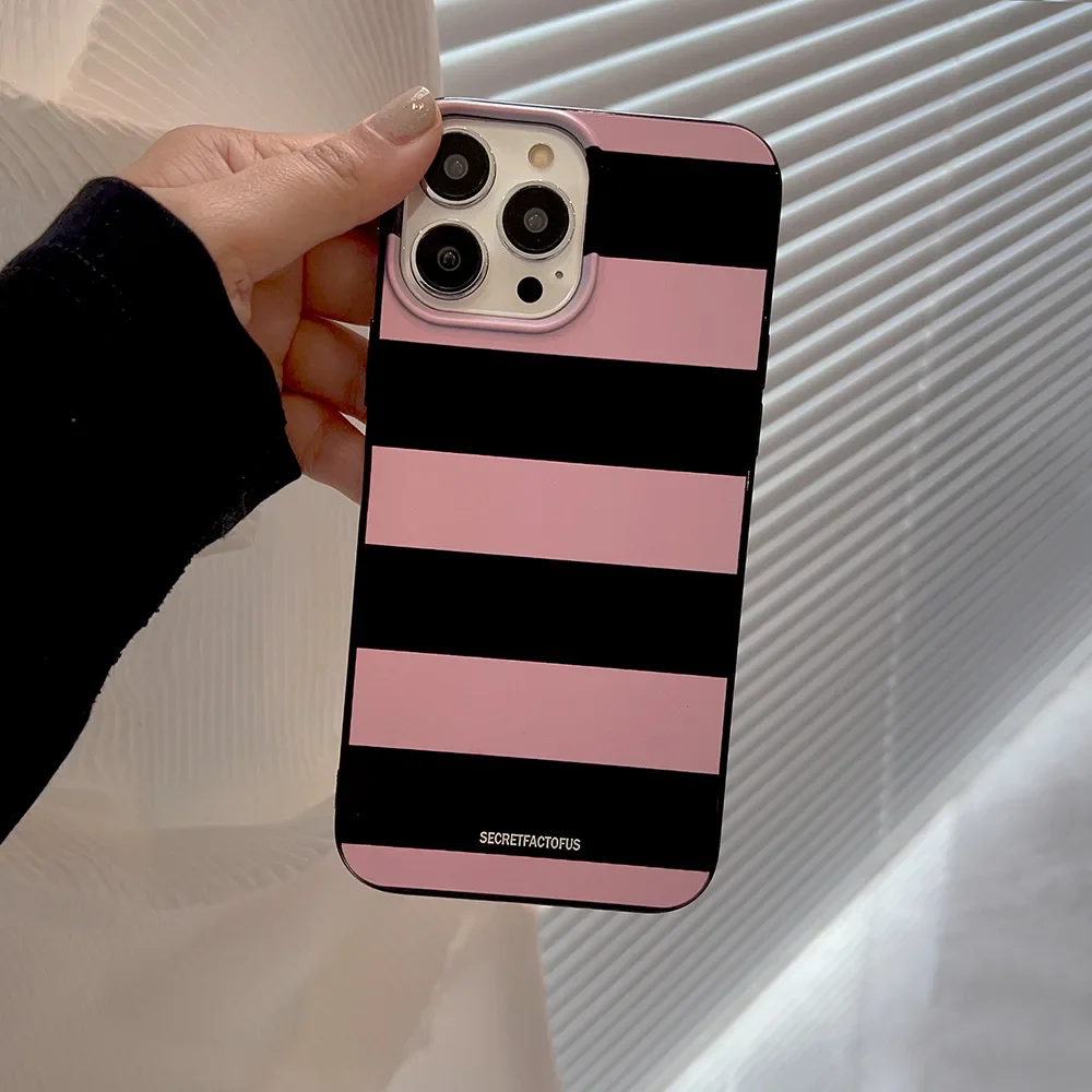 Retro Sweet pink Stripes minimalist art girls Women Phone case For iPhone 15 14 13 11 12 Pro Max Xr 15 16 Plus case Cute Cover