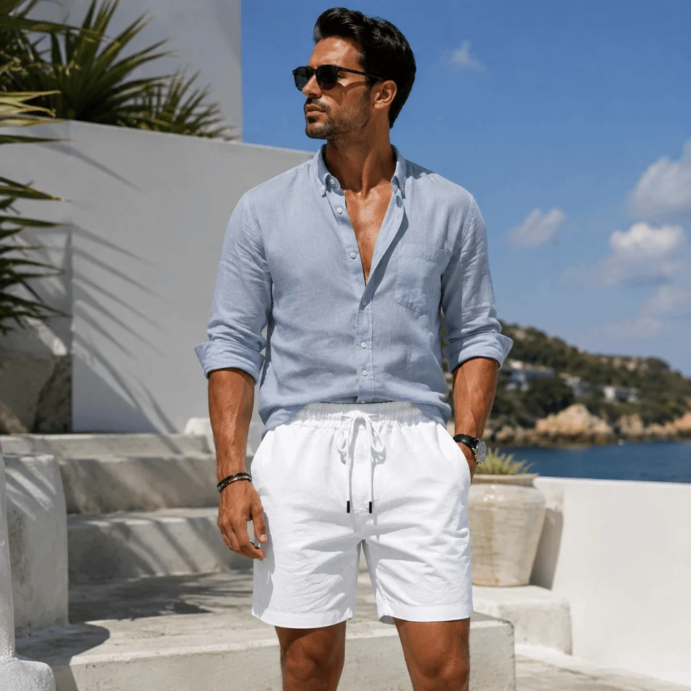 

Smooth Flexible Elastic Waist Men's Shorts Loose Fit Lightweight Five Quarter Pants Drawstring Quick Dry Sweatpants Casual Wear