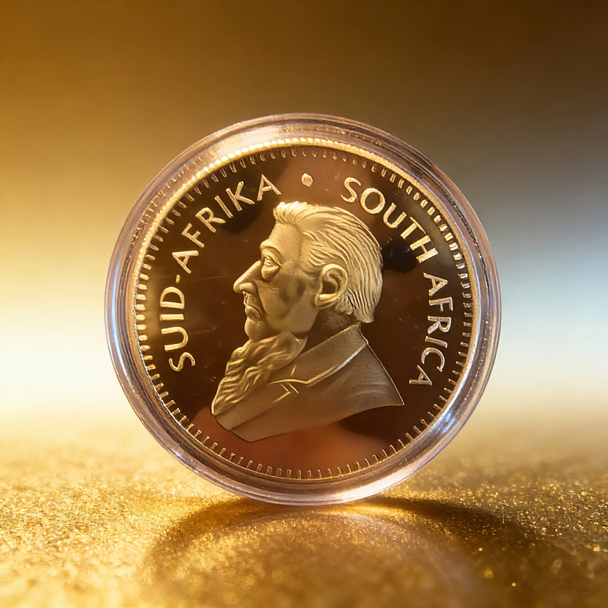 Réplica de Moneda Krugerrand de Sudáfrica, 40 mm, Chapada en Oro, Aleación Metálica, con Estuche Protector de Plástico Transparente, Recuerdo Coleccionable