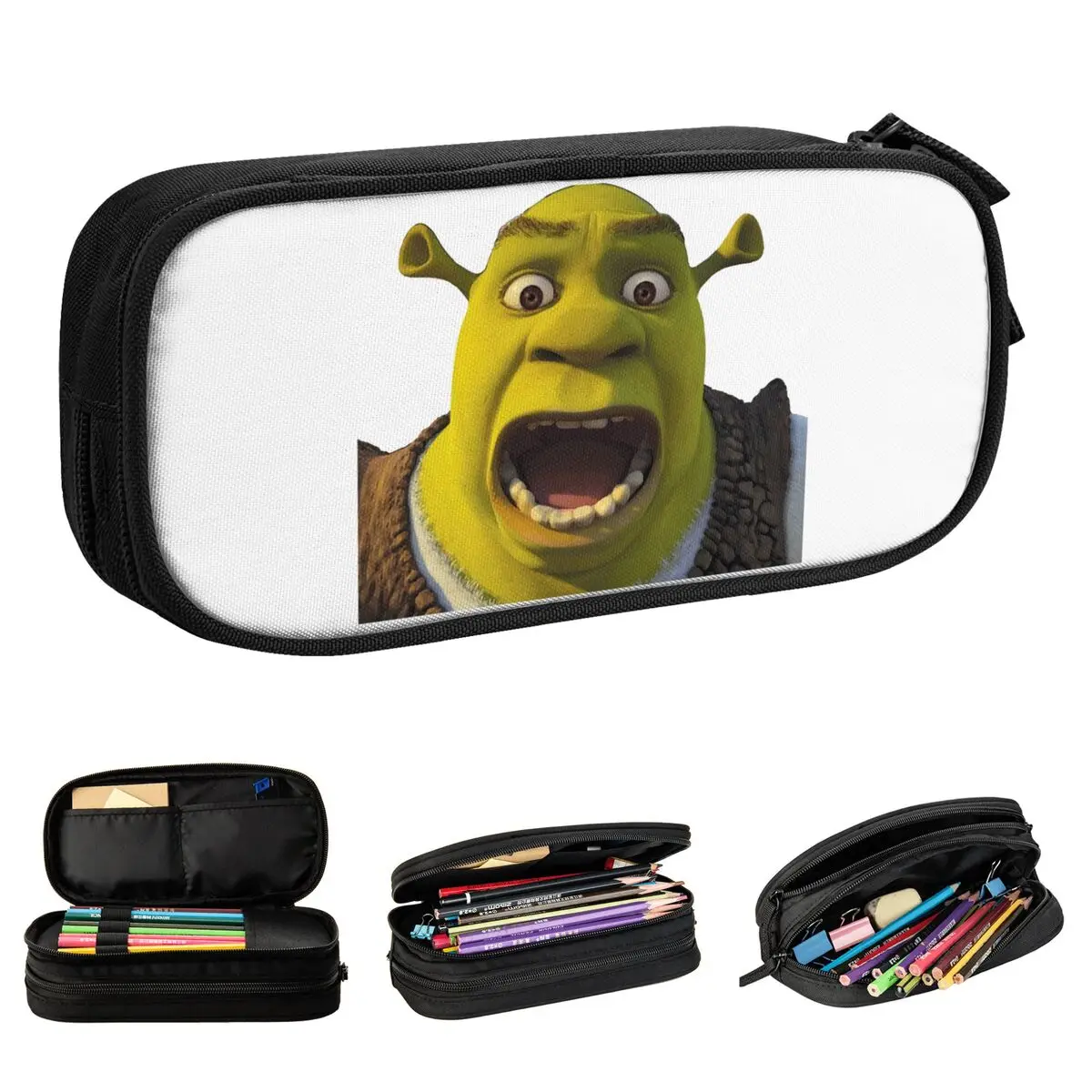 Surprised Shreks Pencil Cases Funny Face Anime Pencilcases Pen Holder for Girl Boy Large Bag Students School Cosmetic Stationery