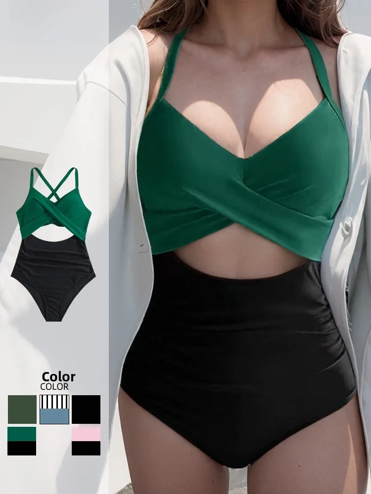 

Сексуальный купальник большого размера с вырезами для девушек плюс-сайз, однотонный, треугольной формы, скрывающий недостатки фигуры.