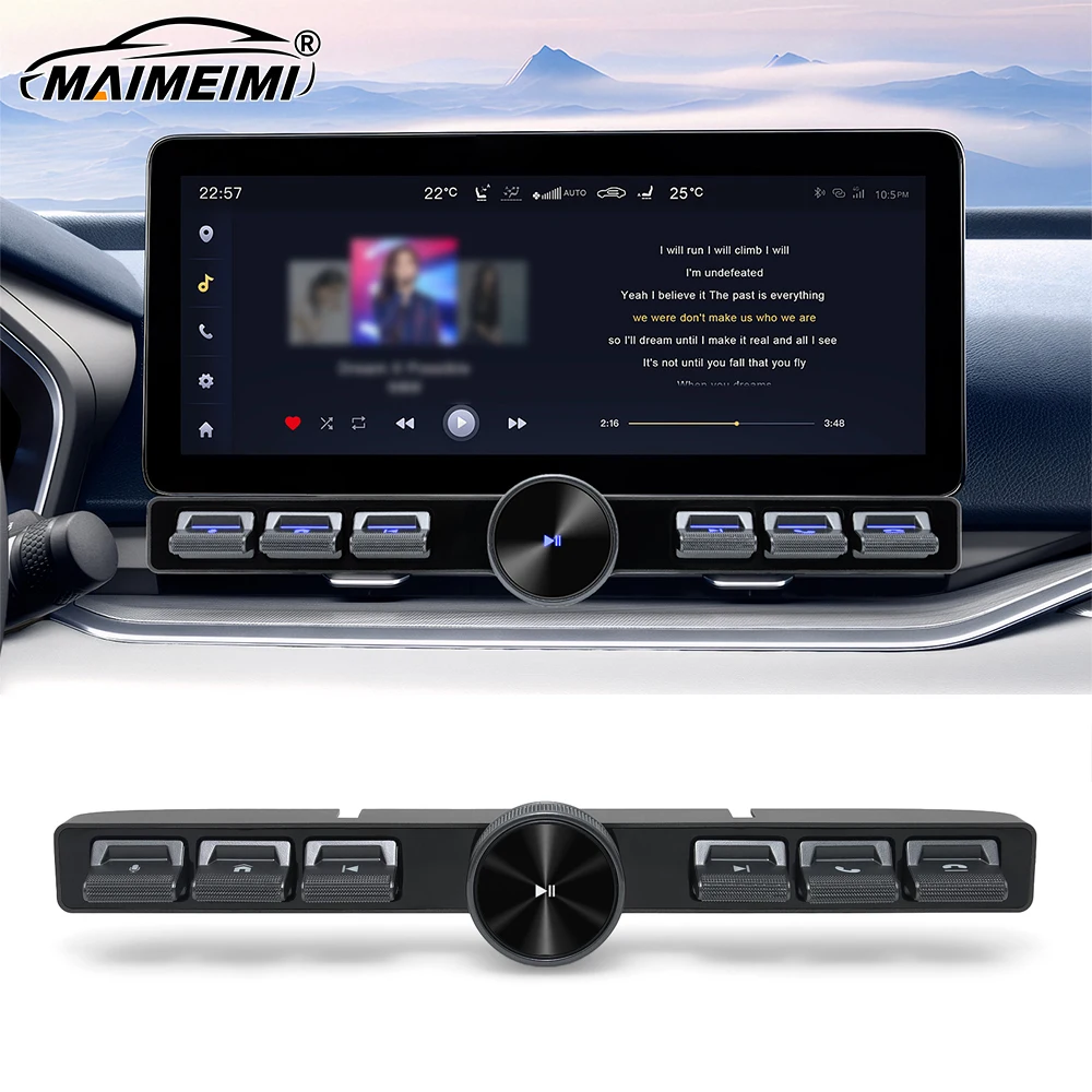 

7 Keys Smart Steering Wheel Controller 2.4G Wireless Control Button Ambient LED Intelligent Control Volume For Navigation Player