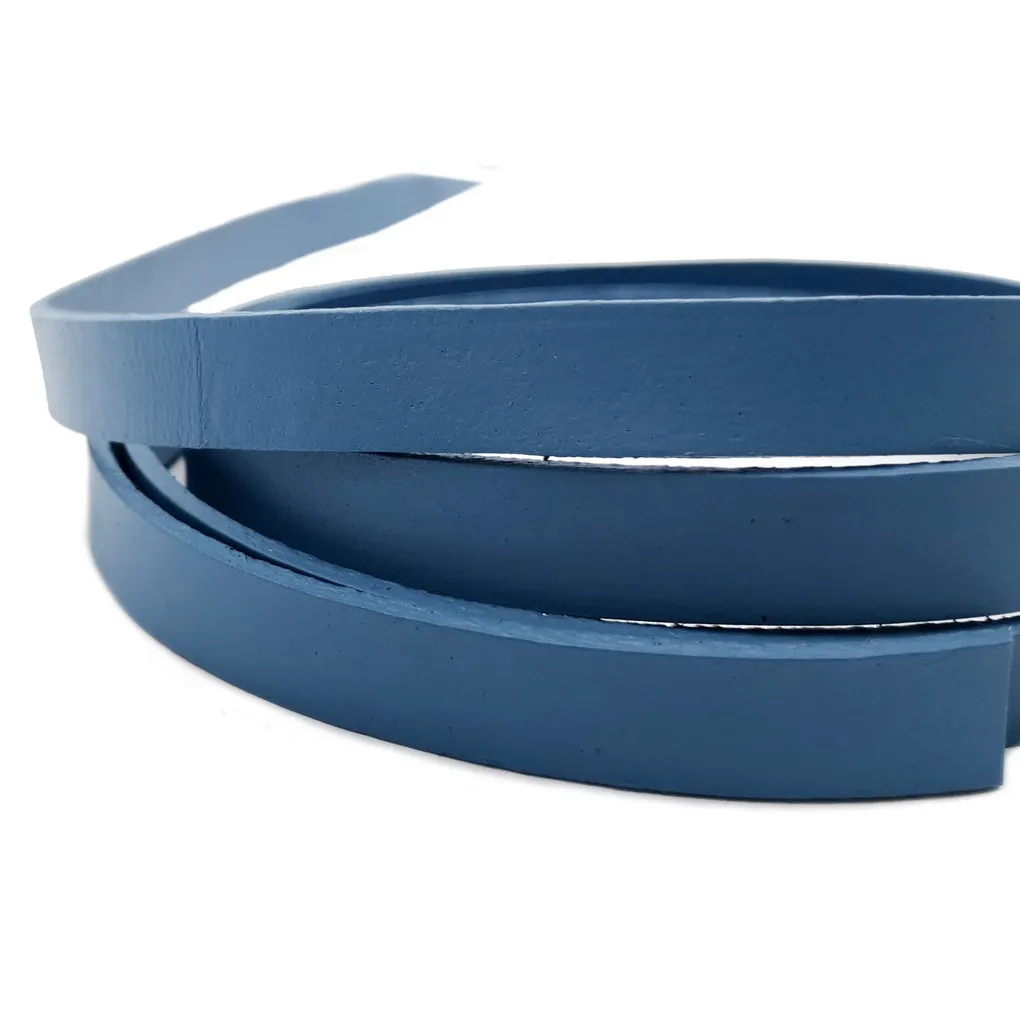 Jean Blue Flat Leather Strip 10mmx2mm Real Leather Band Bracelet Making to fit 10mm Flat Clasps