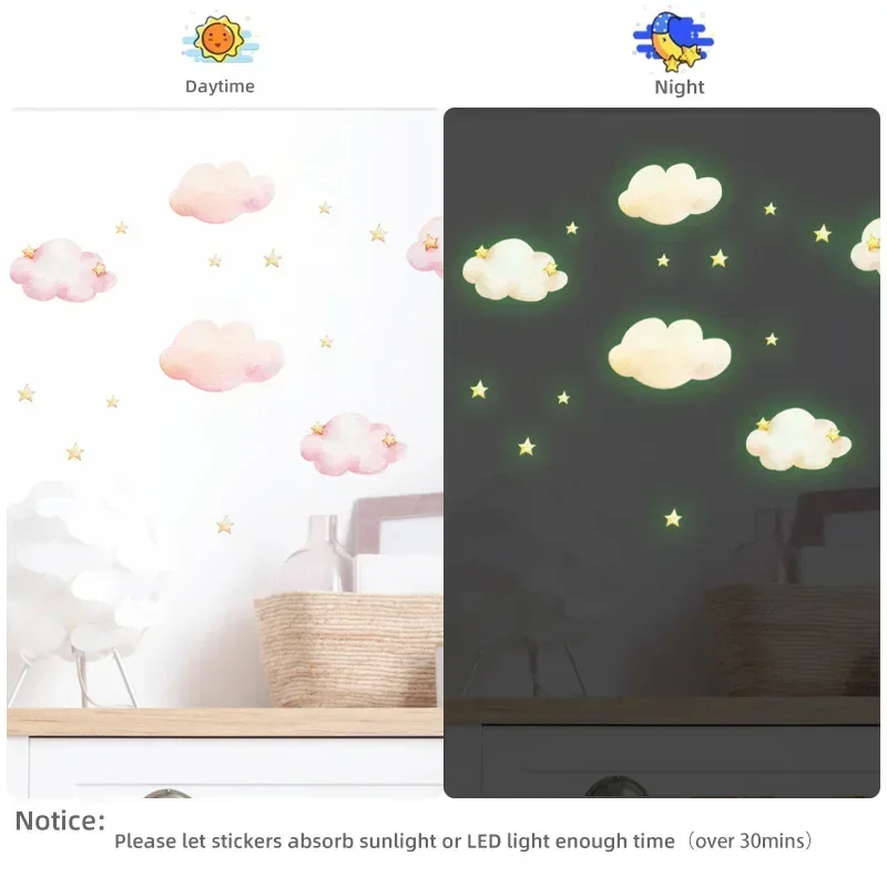 Cartoon Cloud Luminous Stickers Glow in The Dark Stars Wall Stickers for Kids Rooms Bedroom Ceiling Home Decoration Wall Decals