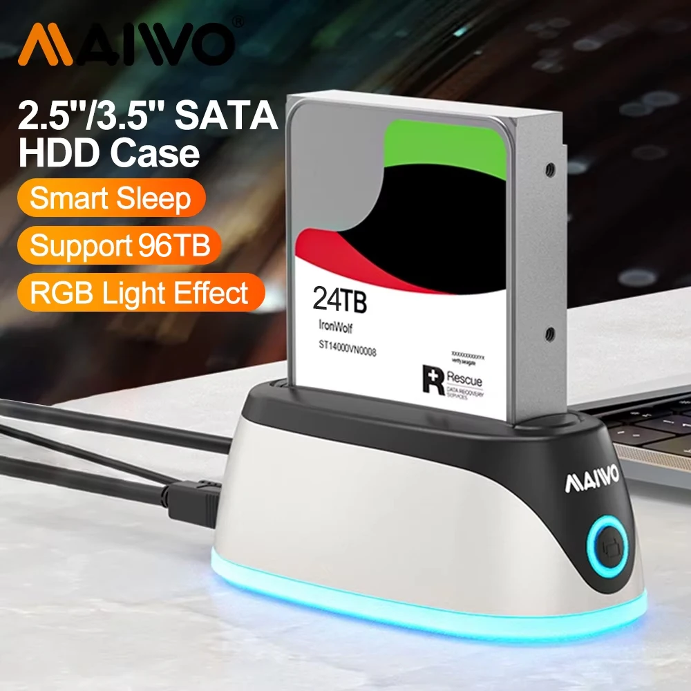 

Док-станция для жестких дисков MAIWO RGB, USB 3,0 на SATA, Стандартное основание для 2,5/3,5 дюймов SATA HDD/SSD, поддержка емкости 18 ТБ, UASP