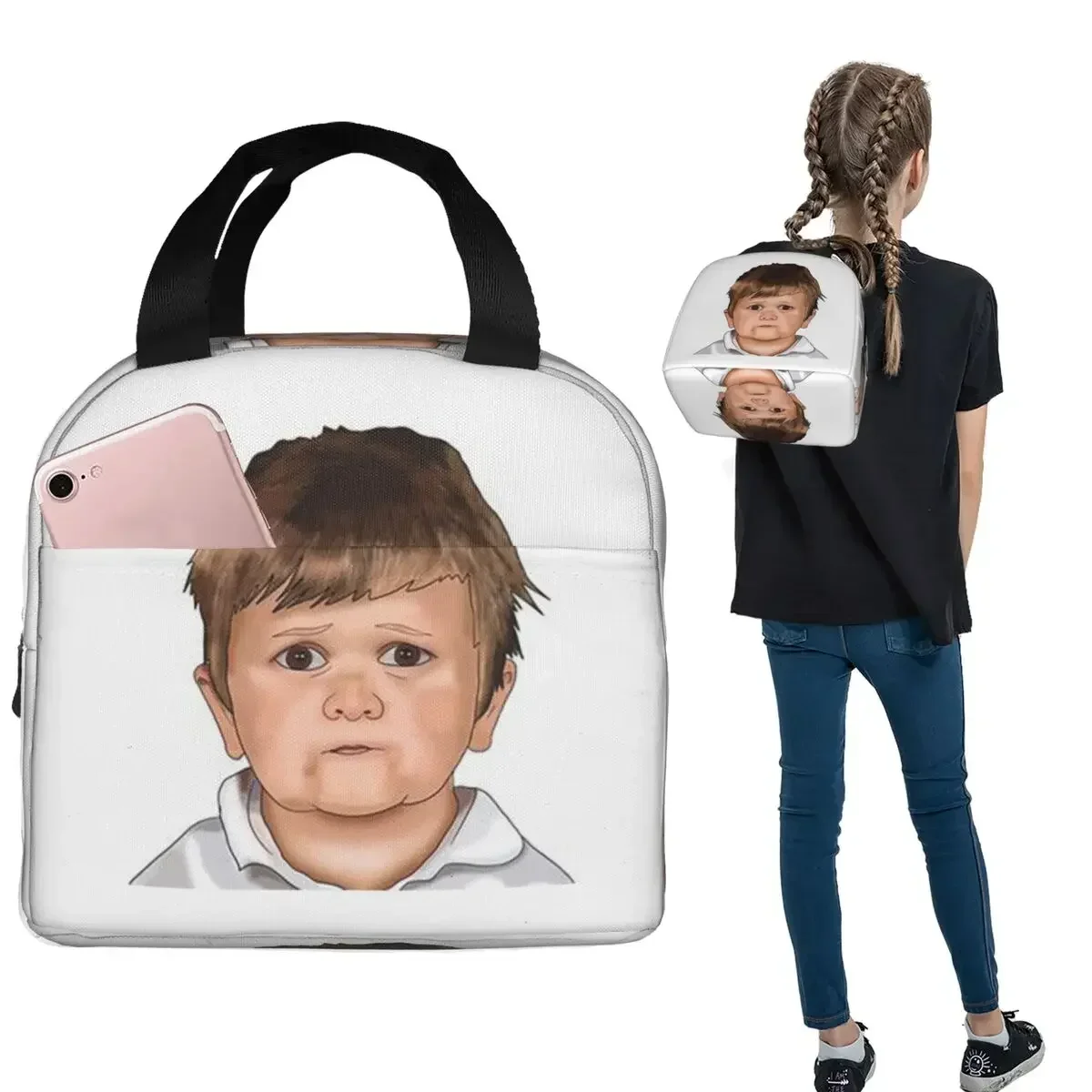 Hasbulla Mini Meme Insulated Lunch Bag for Women Children Portable Food Boxes Thermal Lunch Box Tote