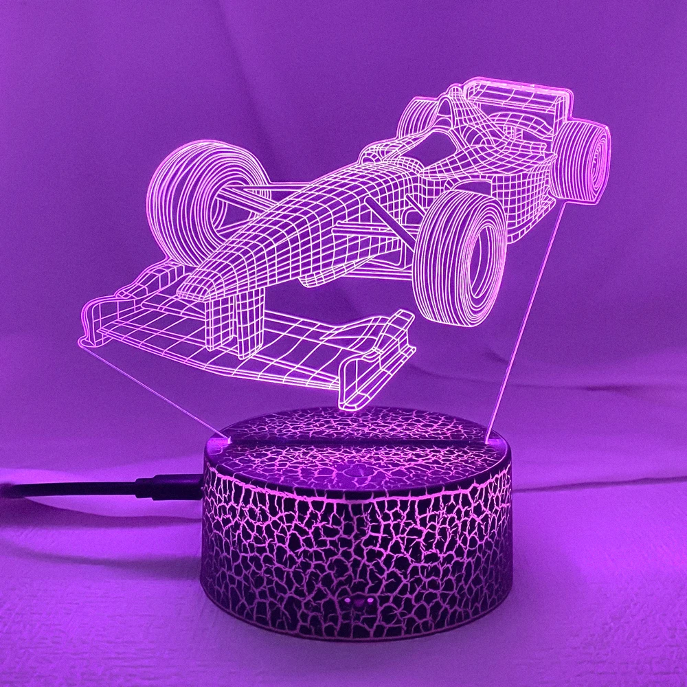 F1 Formula 1 Racing Car 3d Illusion Led Night Light for Child Bedroom Decorative Nightlight Unique Gift for Kids Room Desk Lamp