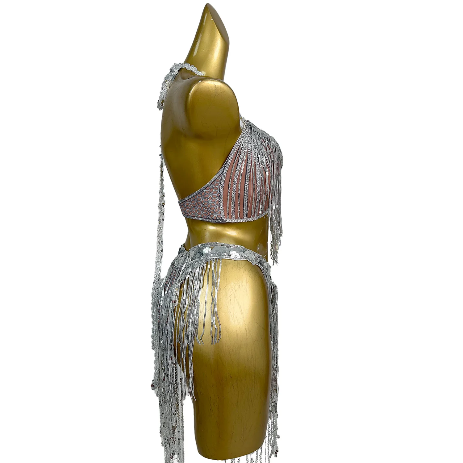 مثير الترتر شرابة بيكيني البرازيلي السراويل 2 قطعة مجموعات النساء نادي DJ عرض الموسيقى مهرجان متجرد وتتسابق أنابيب الصلب ملابس الرقص