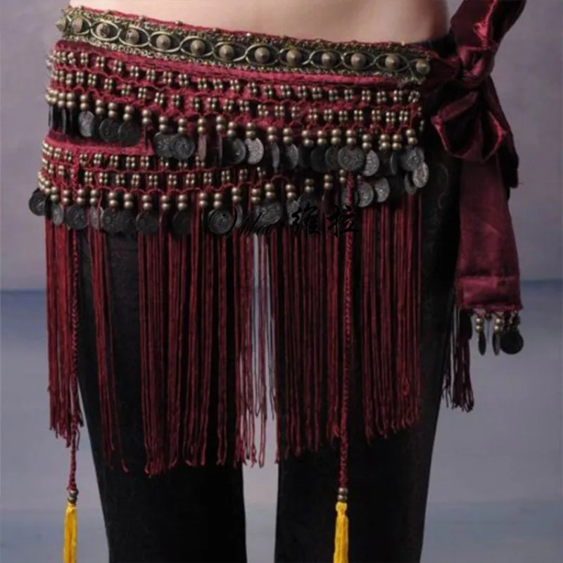 

Belly Dance Accessorie Hip Scarf Tribal Costume Fringe Tassel Belt Copper Belly Dancing Waist Tribal Design Conins Belt