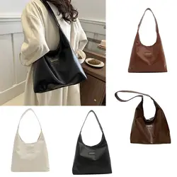 Women Designer Leather Shoulder Bag New PU Solid Color Small Handbag Large Capacity Soft Tote Purses for Women