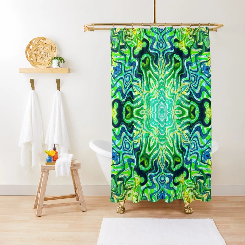 Hippie Vibes Abstract Kaleidoscope Radial Symmetry Pattern Boho Aesthetic Art 6 of 12 Shower Curtain