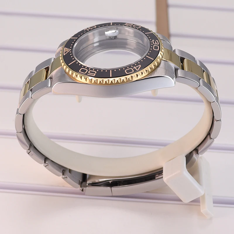 Silber- und Goldfarbenes 20mm Edelstahlarmband, 40mm Uhrengehäuse für Seiko NH35 NH34 NH36/38 Eta 2824 Miyota 8215 Uhrwerk 28,5mm GMT – Detail 12