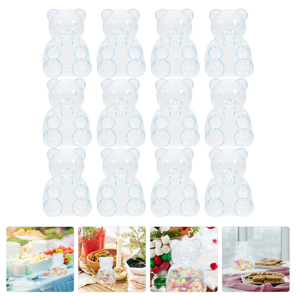 

12pcs Candy Boxes Bear Shape Transparent Treat Boxes For Wedding Party Birthday Snacks Packing Small Gift Containers Bulk