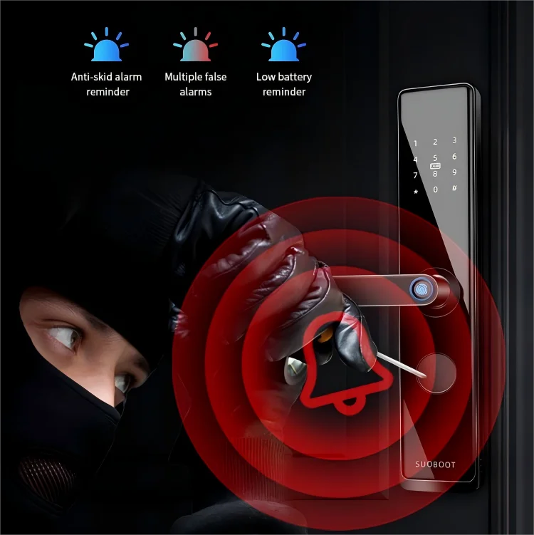 Fingerprint Password Memory Card Electronic Door Lock Waterproof WiFi Control Smart Home Lock  App Integration for Aluminum