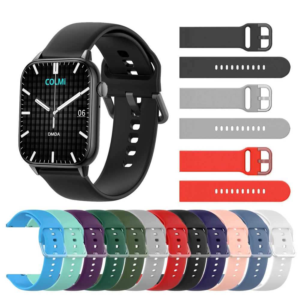 Waterproof 20 22mm Bracelet For COLMI Band C61/C81/P73/P71/P68/P28 Plus/P76/I31/V68/V70/M42 Silicone Strap Accessories Wristband