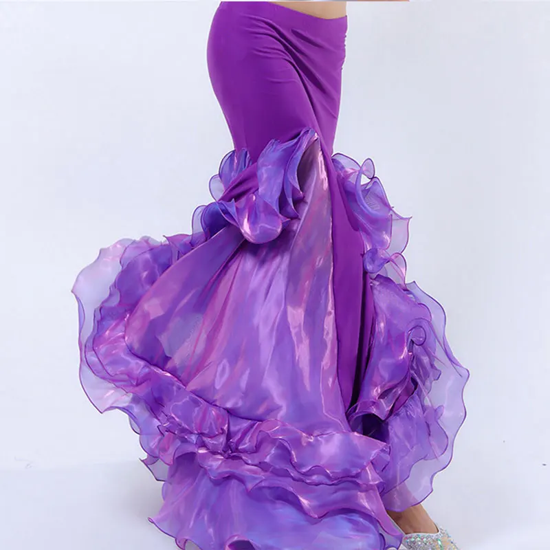 Erwachsene Gypsy Spanisch Bauchtanz Rock Kostüm Frau Sexy Tanzen Flamenco Orientalischen Bühne Leistung Swing Kleid Training Outfit