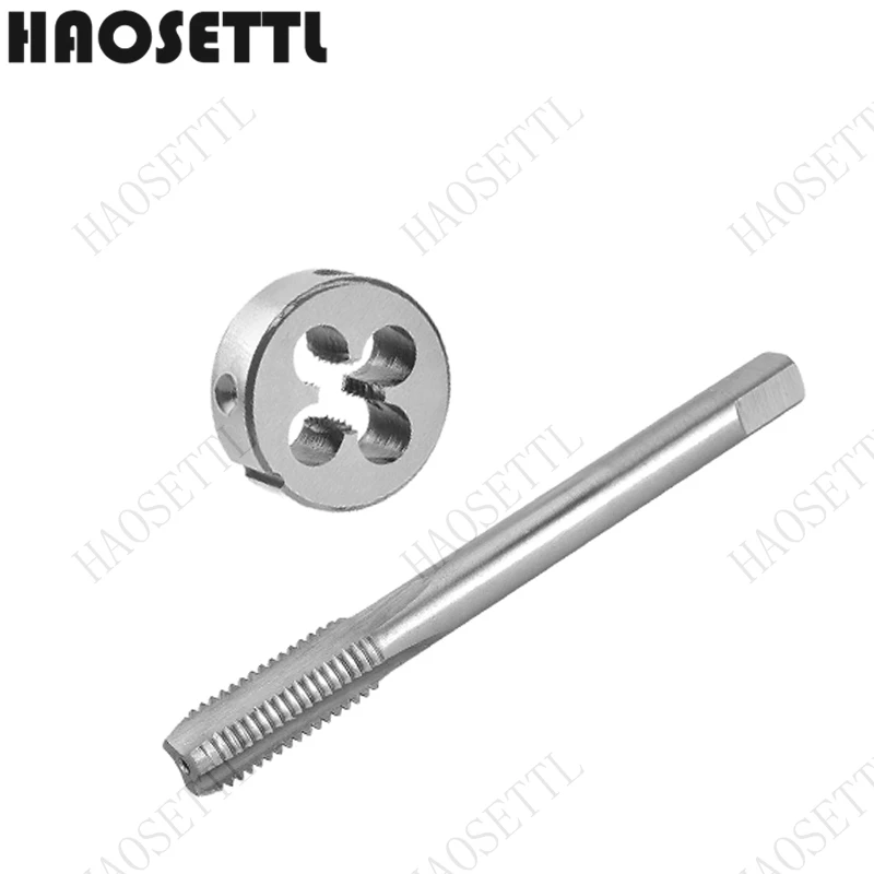 HAOSETTL M10X0.5, M10X0.75, M10X1, M10X1.25, M10X1.5 Tap and Die Set Right Hand,HSS Machine Thread Tap & Round Die