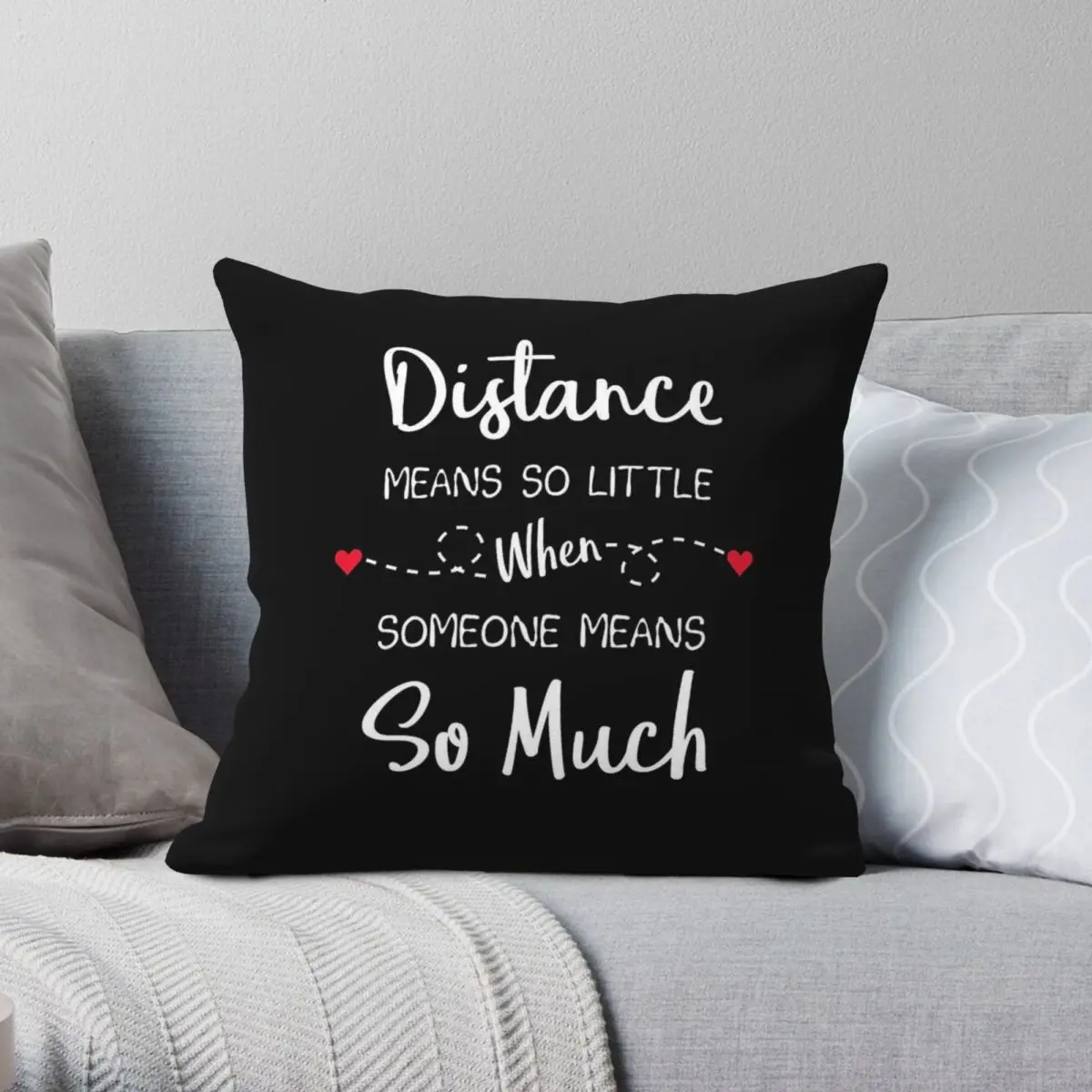 Long Distance Relationship Pillowcase Polyester Linen Velvet Printed Zip Decorative Room Cushion Cover 18