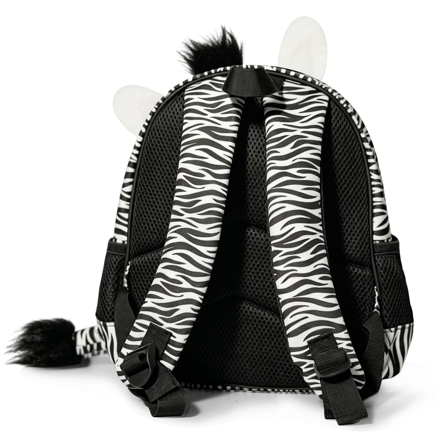 Zebra Cartoon Lightweight Kids' Backpack—White Zebra, Large Capacity