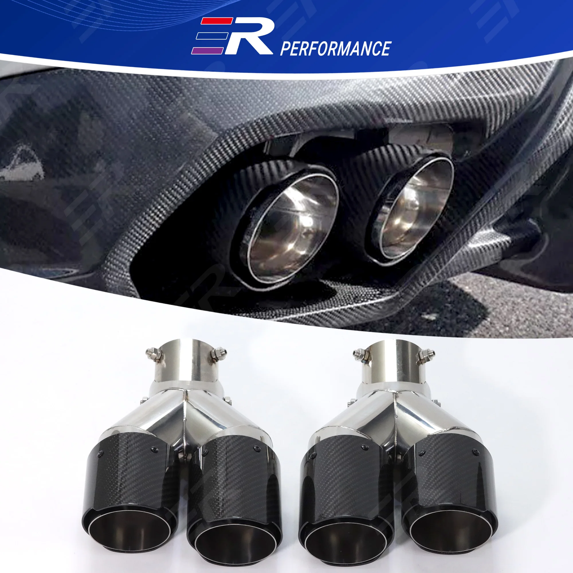 

1PCS Upgrade Adjustable Angle Exhaust Tip Double-out Real Carbon Fiber Car Universal Straight Edge Muffler Tip modification