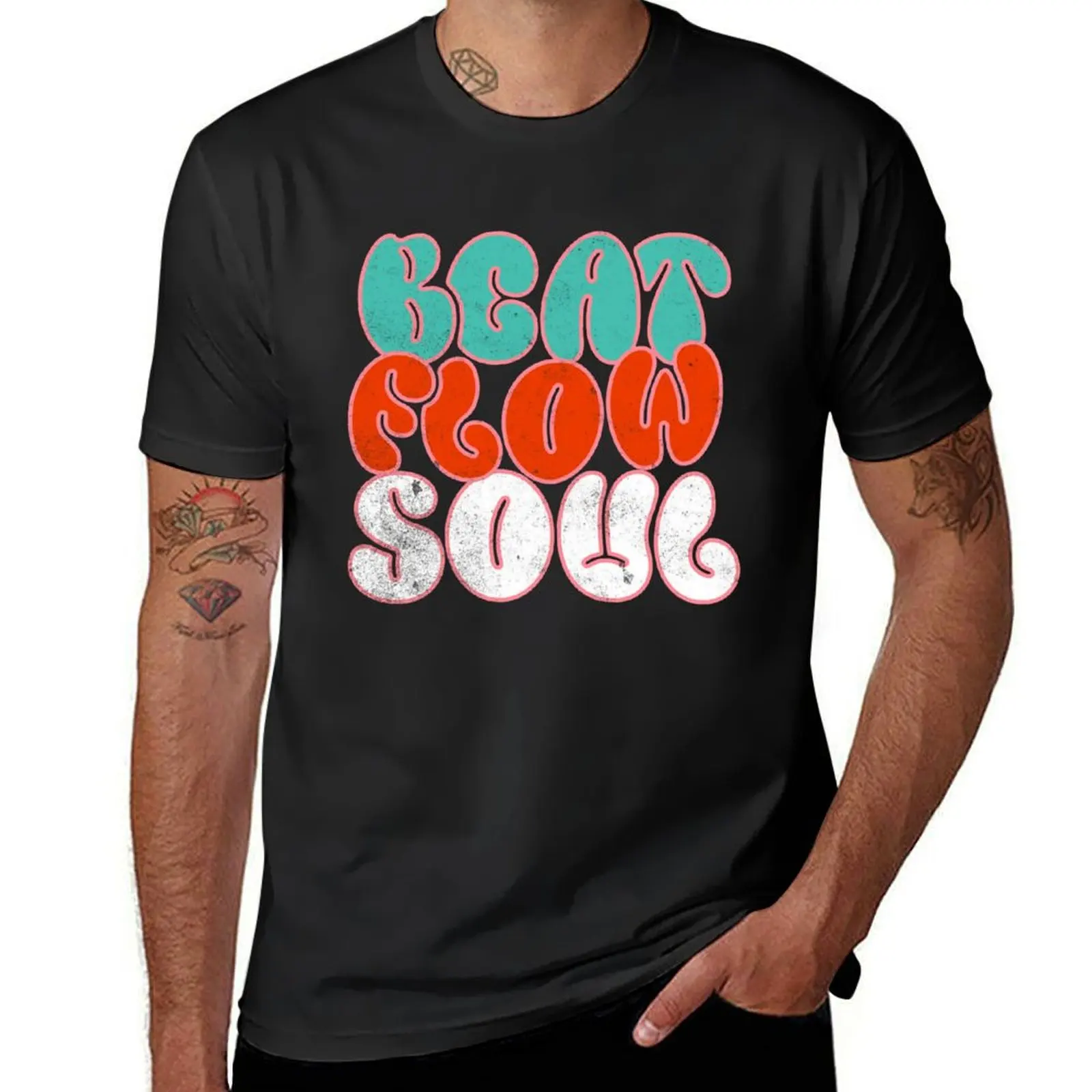 

Beat, Flow, Soul: Graffiti-Inspired Hip-Hop Tee T-Shirt quick-drying Short sleeve tee blacks mens t shirt