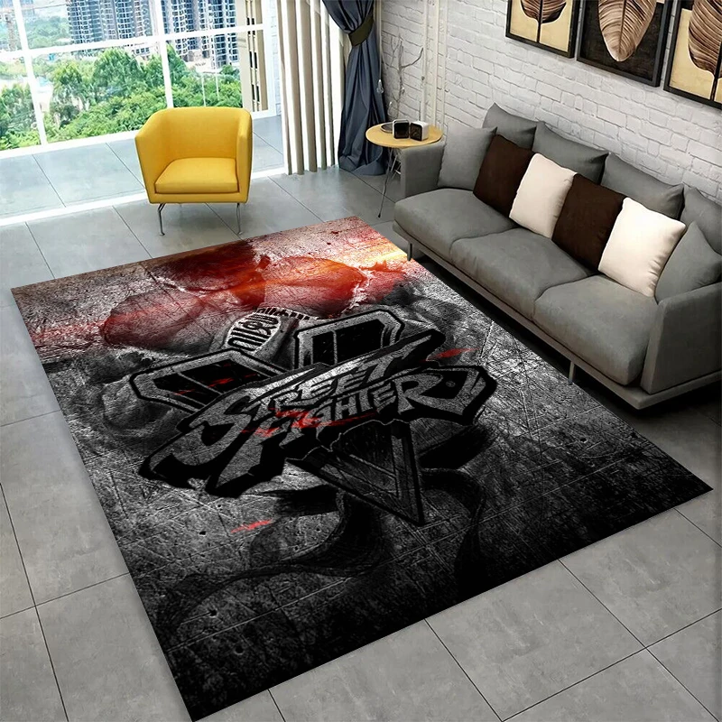 Retro Street Fighter Games Cartoon Carpet Rug for Bedroom Living Room Sofa Playroom Doormat Home Decor,Kid Area Rug Non-slip