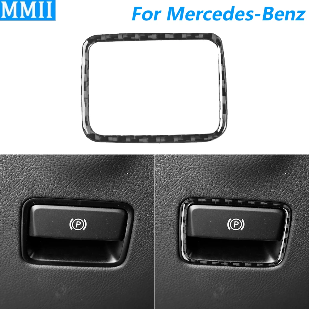 For Mercedes-Benz GLE GLS W166 2016-2019 Carbon Fiber Dashboard Electronic Handbrake Frame Panel Cover Car Accessories Sticker