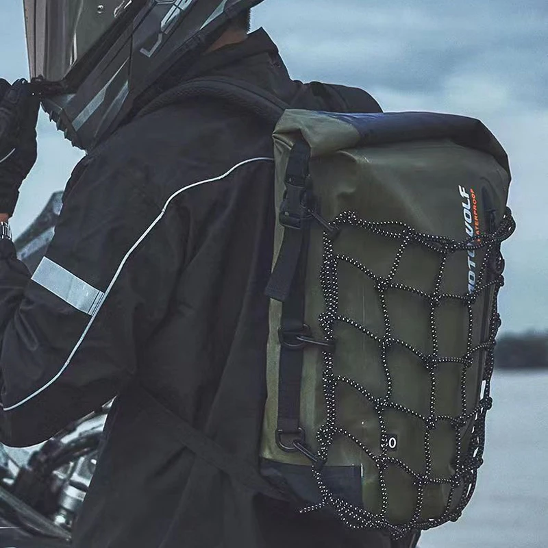 Motorcycle Backpack Motorcycle Bag Multifunction Tail Bag Waterproof Bag With Reflective Motorcycle Helmet Mesh