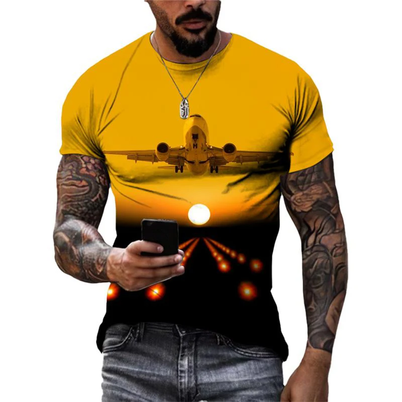 Airplane Graphic 3D Print T Shirt Men Women Casual Short Sleeve T-Shirts Oversized Harajuku Y2K Tees Vintage Tops Kids Clothing