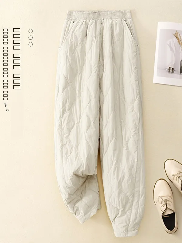 

Женские легкие пуховые брюки Harlan, свободные, ветрозащитные, теплые, хлопковые, приталенные, зимние, модные, прямого кроя, с высокой талией