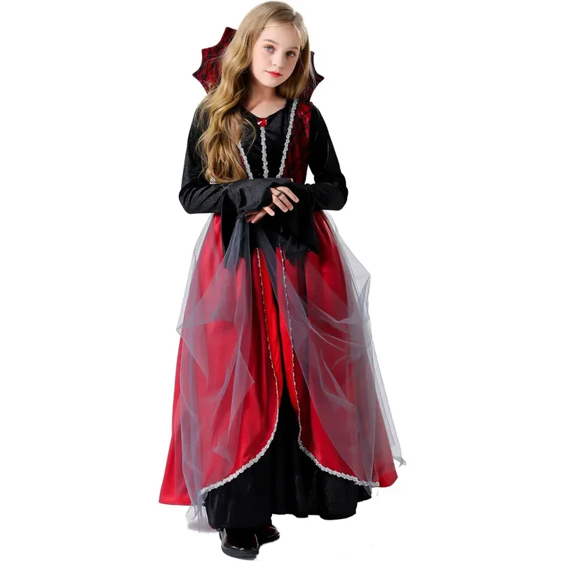 

RT01 Umorden Halloween Vampire Girl Vampiress Costumes Fancy Dress for Kids Child 4-10T Tween 10-12T&Gf1