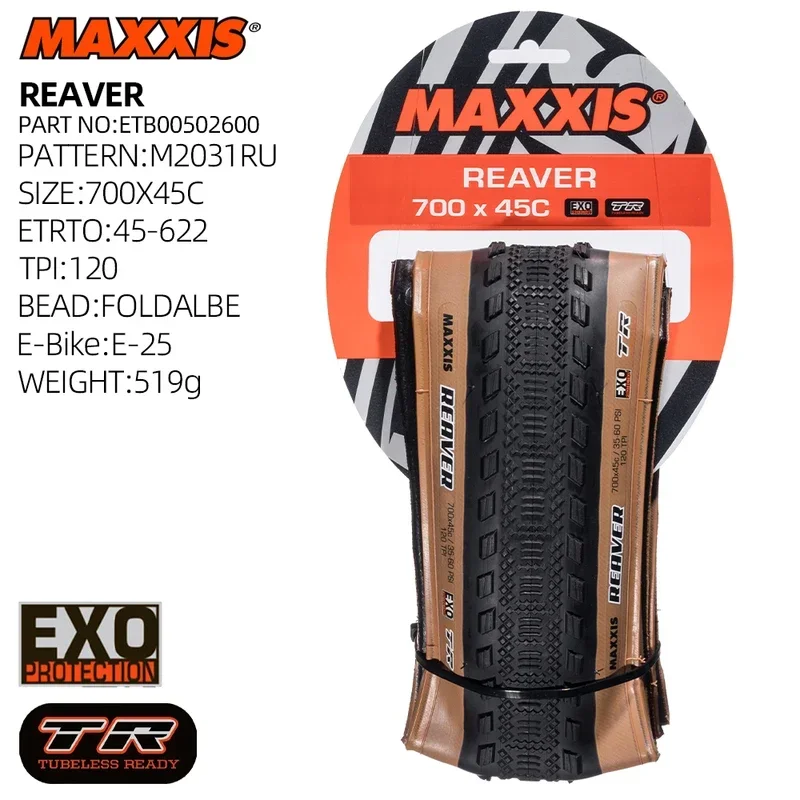 Maxxis Reaver 700x40 700x45 40C 45C gravel bike tubeless tire gmtb