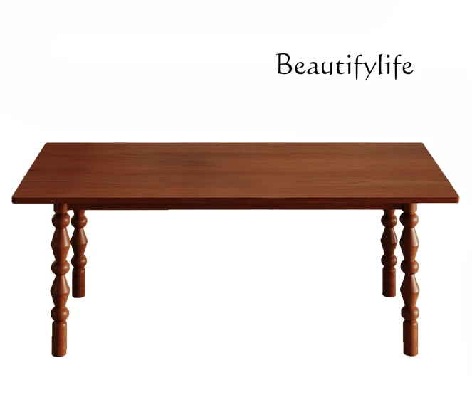 

Solid Wood Dining Table Small Apartment Square Dining Table Middle and Ancient Household Large Board Dining Table and Chair