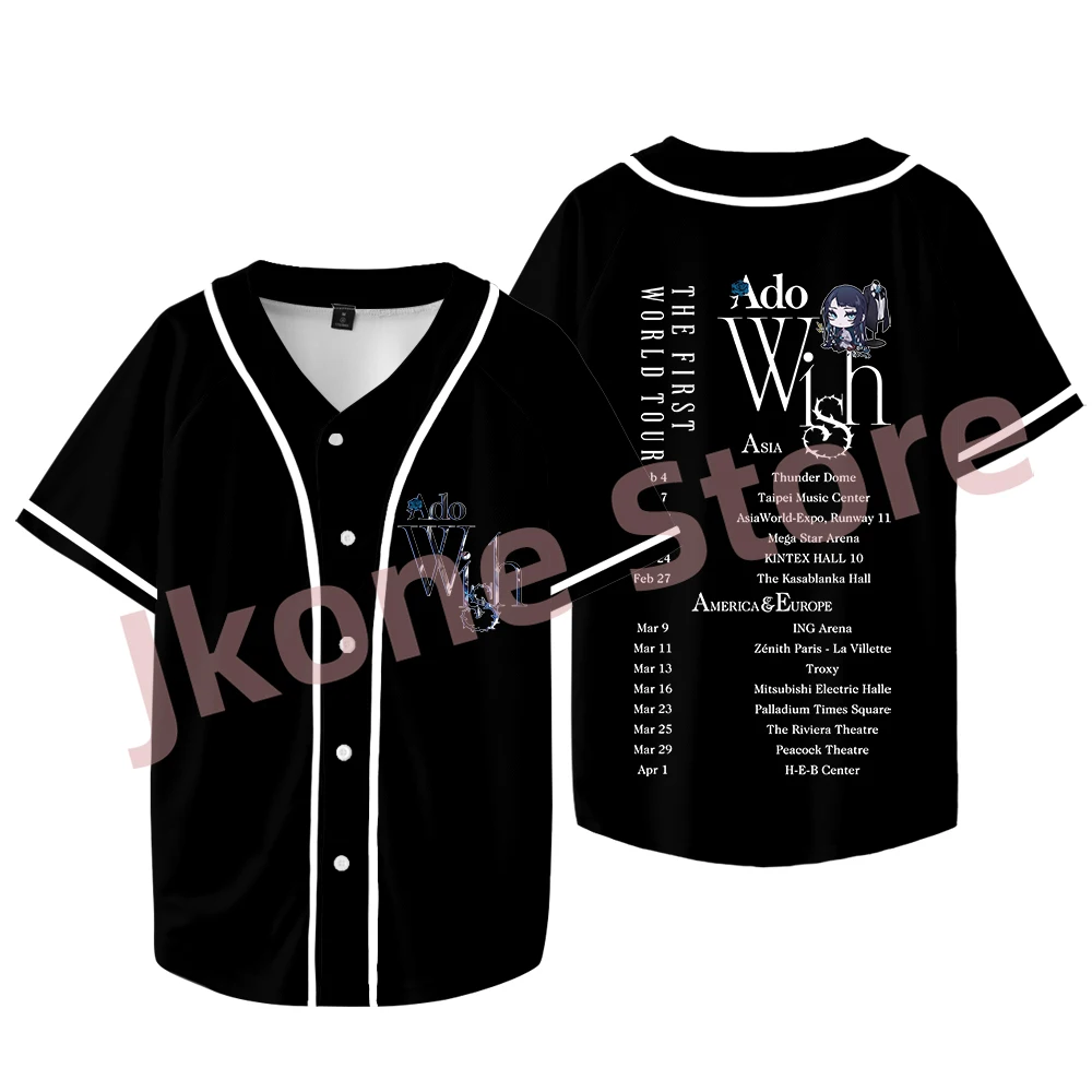 Ado Wish Tour Merch Baseball Jacket Singer New Logo Tee Women Men Fashion Casual Short Sleeve T-shirts