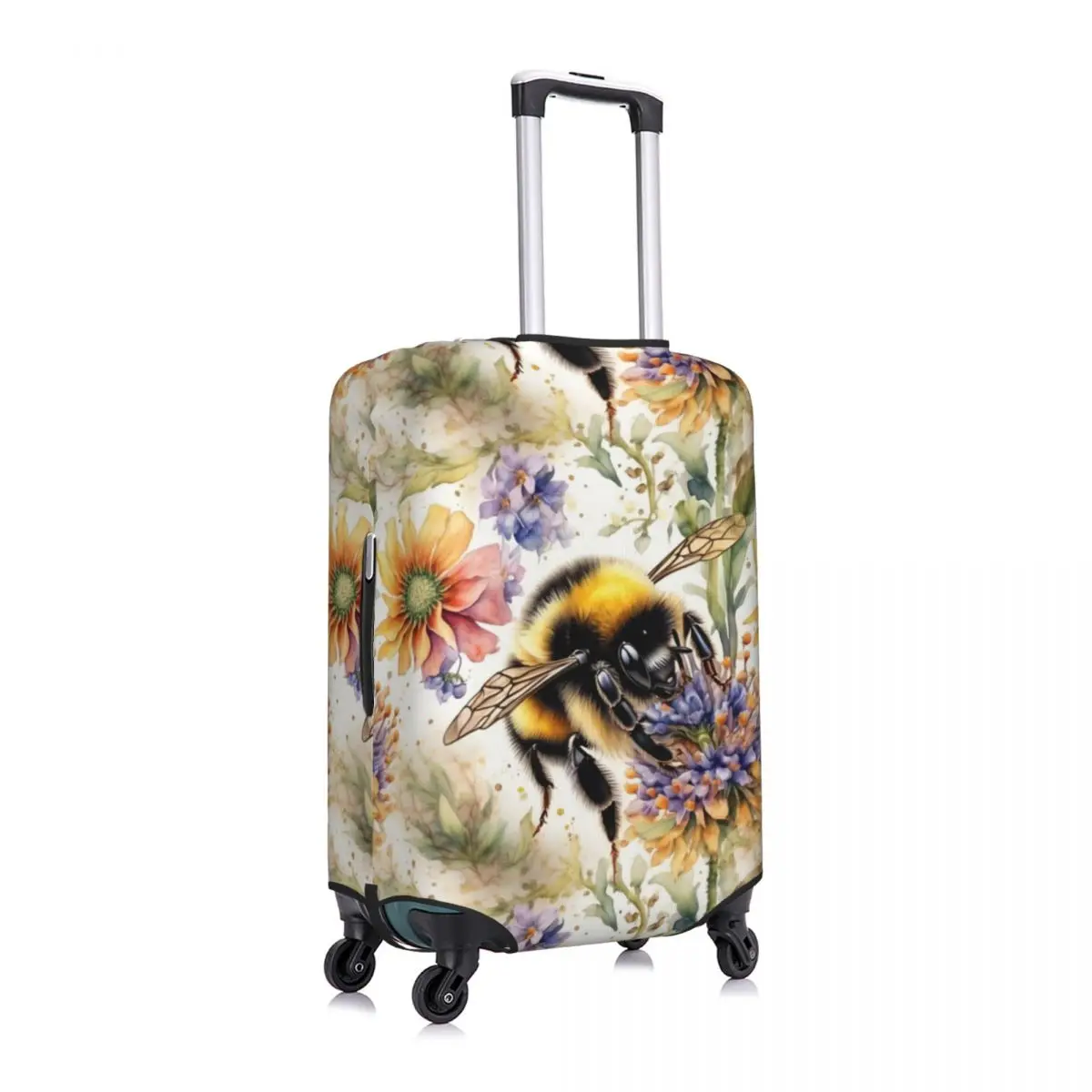 Housse de protection pour bagages à imprimé Floral abeille drôle, housses de valise de voyage lavables