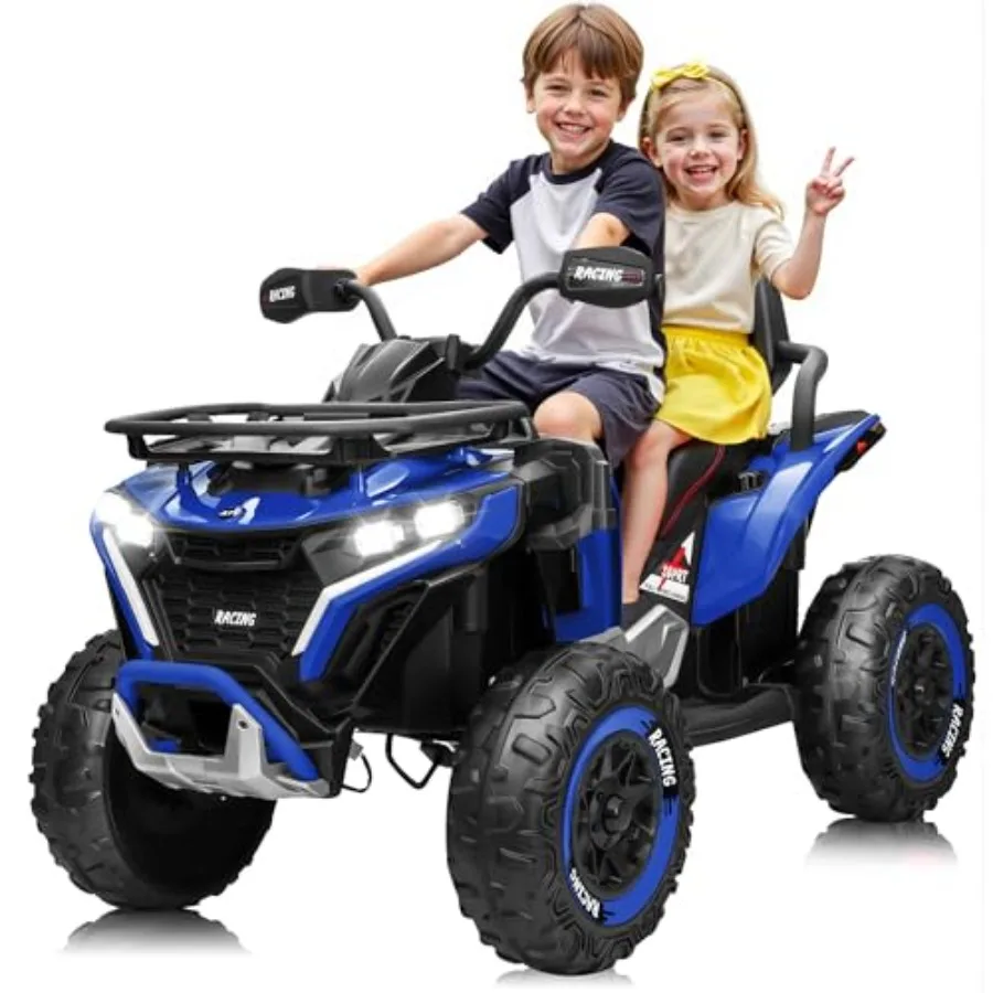 

24V Ride on Car, ATV XL Four Wheeler w/EVA Tire, 19-Inch Leather 2 Seater, 4X200W Motor, Remote Control, Knee Pad＆Flower, 24 Vo
