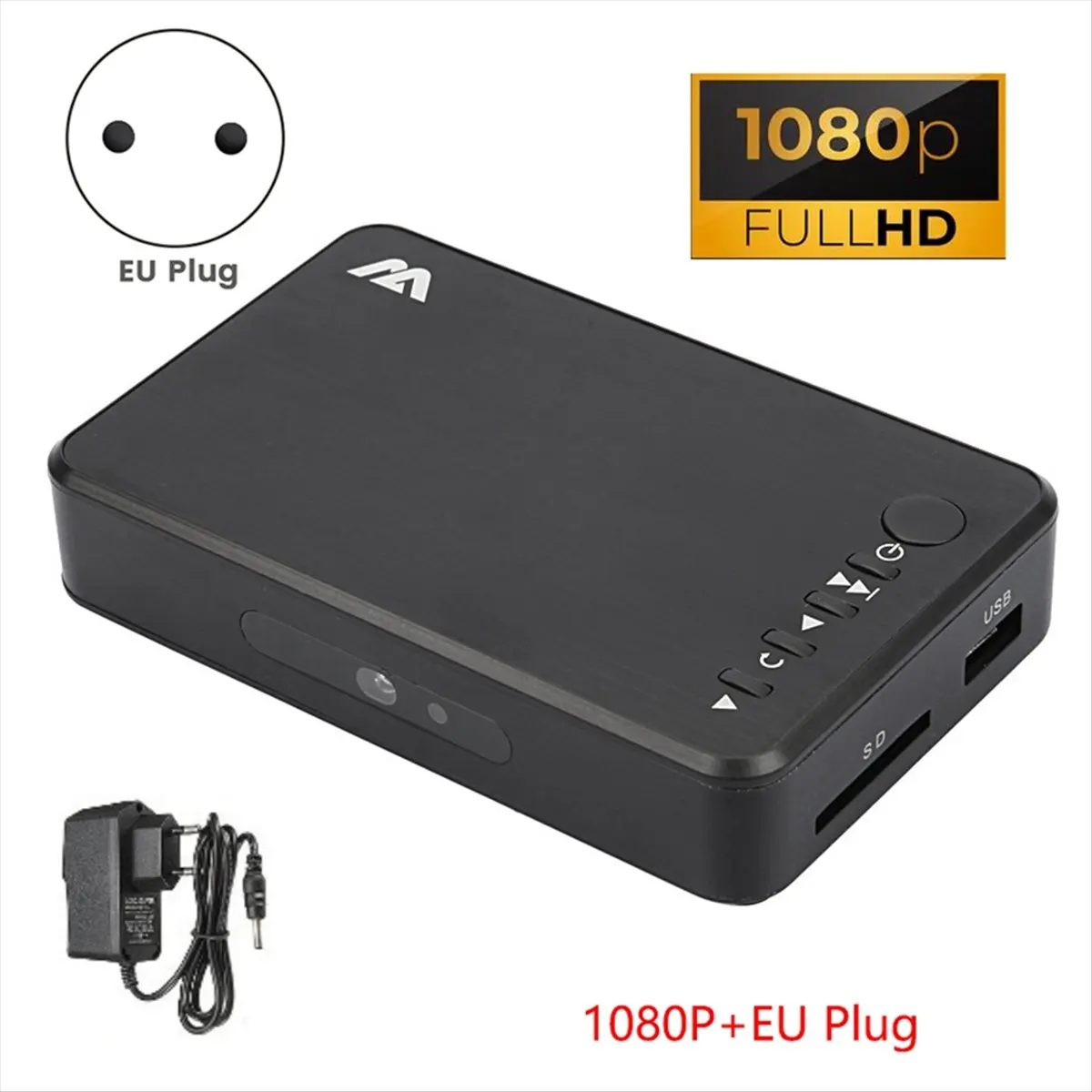 AT42 1080P HD Multimedia Player Video Player 264 AV/VGA Output USB HDD Player for Broadcasting/Advertising EU Plug