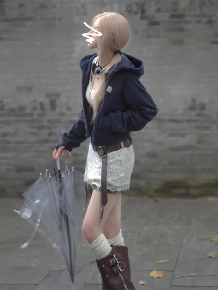 

Толстовка с капюшоном в американском стиле в стиле ретро, женская весна-осень 2026, новинка Sle Hot Girl, тонкий шикарный топ из смеси хлопка и полиэстера