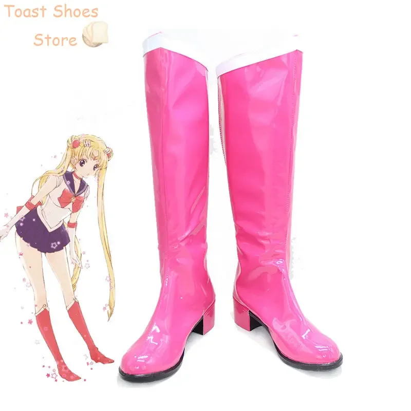 Tsukino Usagi Cosplay Shoes Serenity Cosplay Prop PU Leather Shoes Halloween Boots Costume Prop