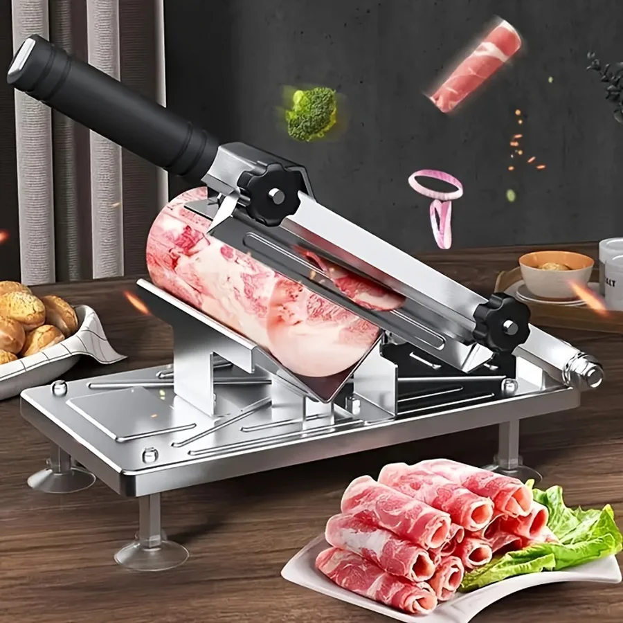 1pc, Manual Frozen Meat Slicer, Meat, Fruit And Vegetable Slicer, Frozen Meat Slicer, Adjustable Thickness, Kitchen Cutting Tool