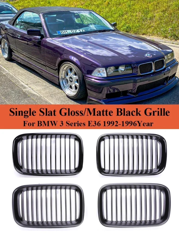 

For BMW 3 Series E36 1992-1996 Racing Grille Car Accessories 325i 320i 328i 318i Front Bumper Kidney Facelift Grille Cover