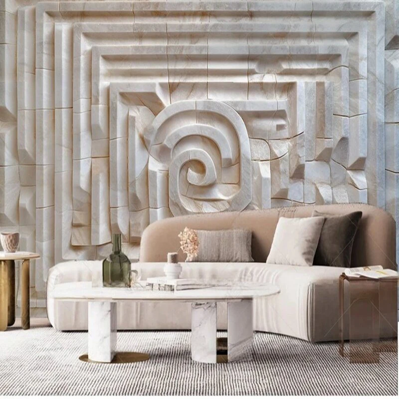 MU8696 الفن الحديث البسيط مربع نمط الحجر الثقافي الإغاثة لوحة الصخور أريكة التلفزيون حائط الخلفية