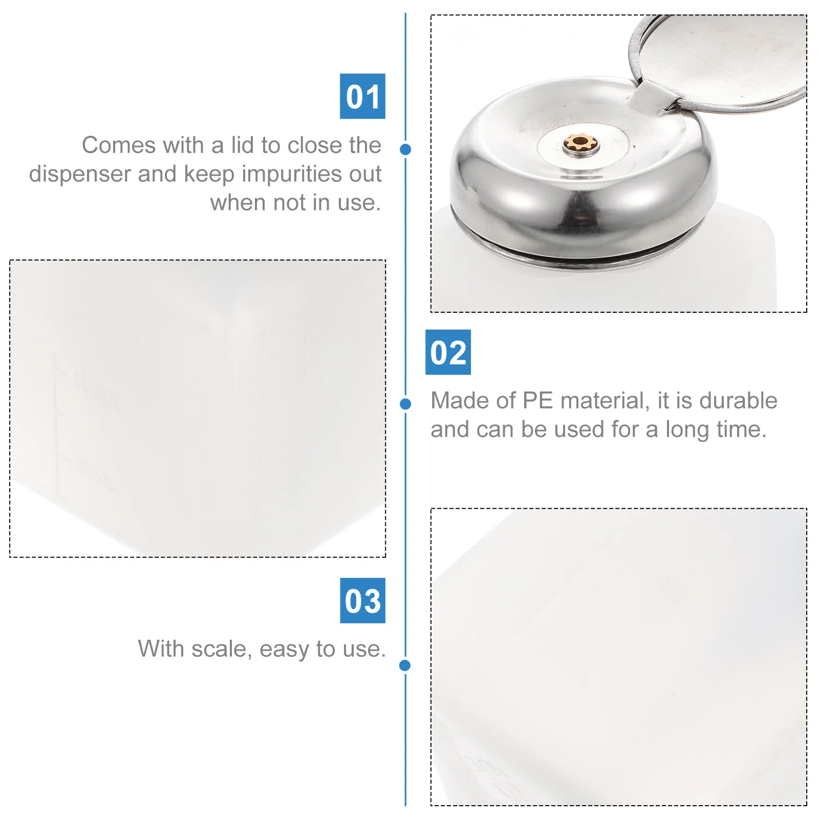 2 szt. 100 ml Antystatyczna butelka na alkohol ze stali nierdzewnej z pompką do płynów do pielęgnacji paznokci, pojemnik odporny na wilgoć, wielokrotnego użytku