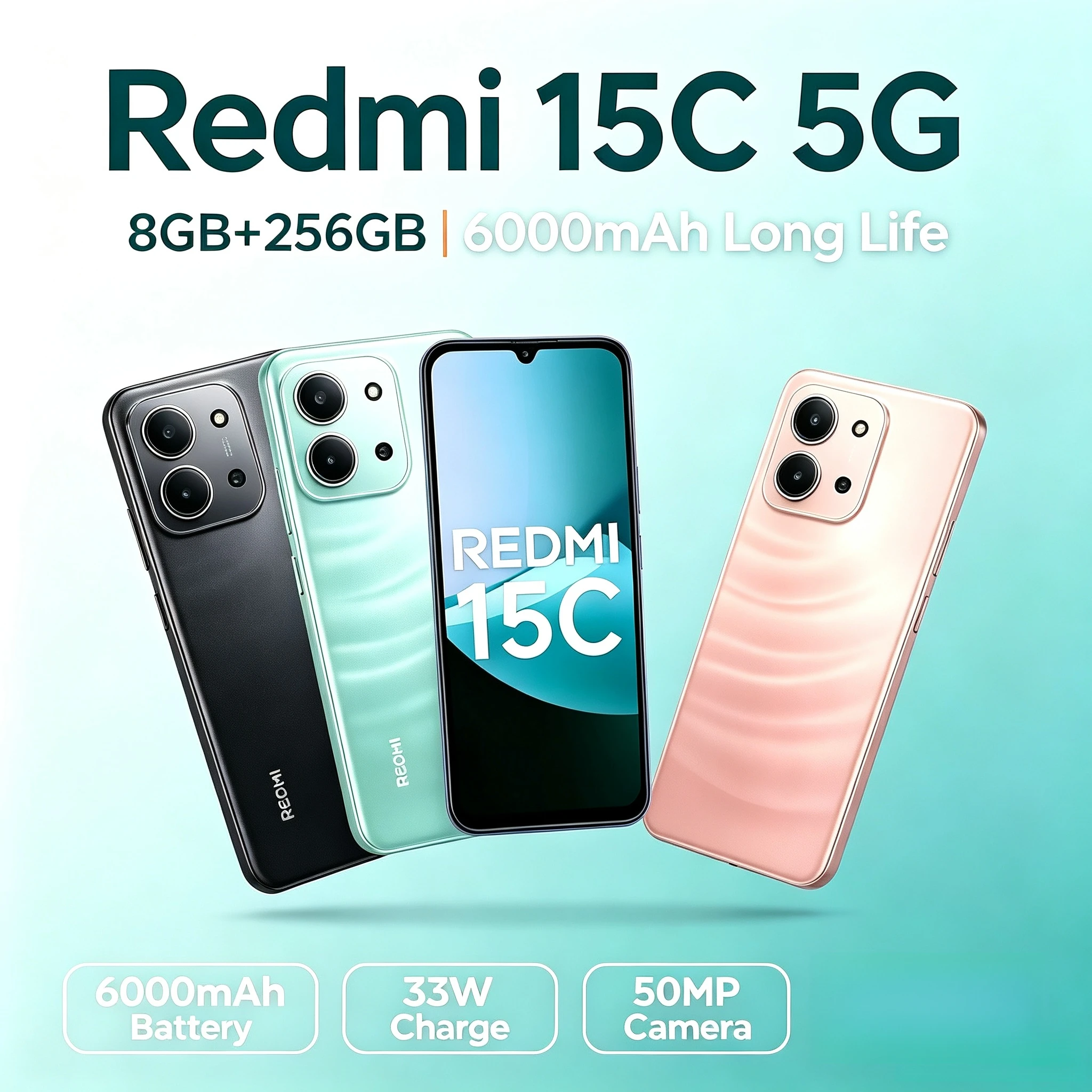 2026 New Redmi 15C 8+256GB - Unlocked Android Smartphone with Dual SIM Dual Standby Feature Official Authentic Product