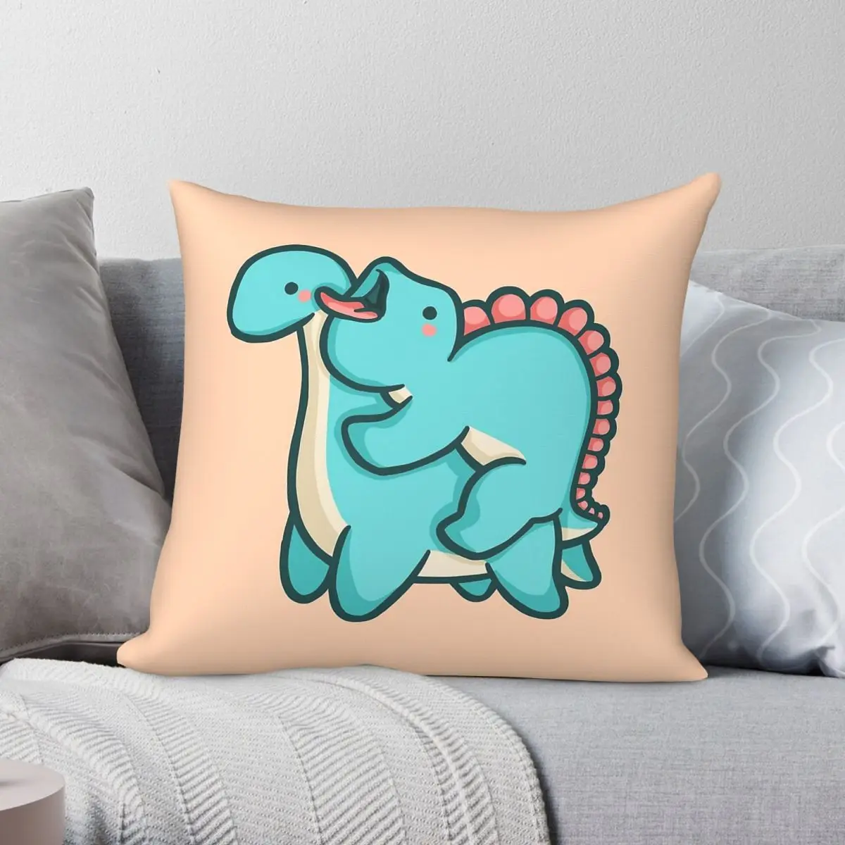 Dinosaurs Hug Attack Pillowcase Polyester Linen Velvet Printed Zip Decorative Home Cushion Cover 18
