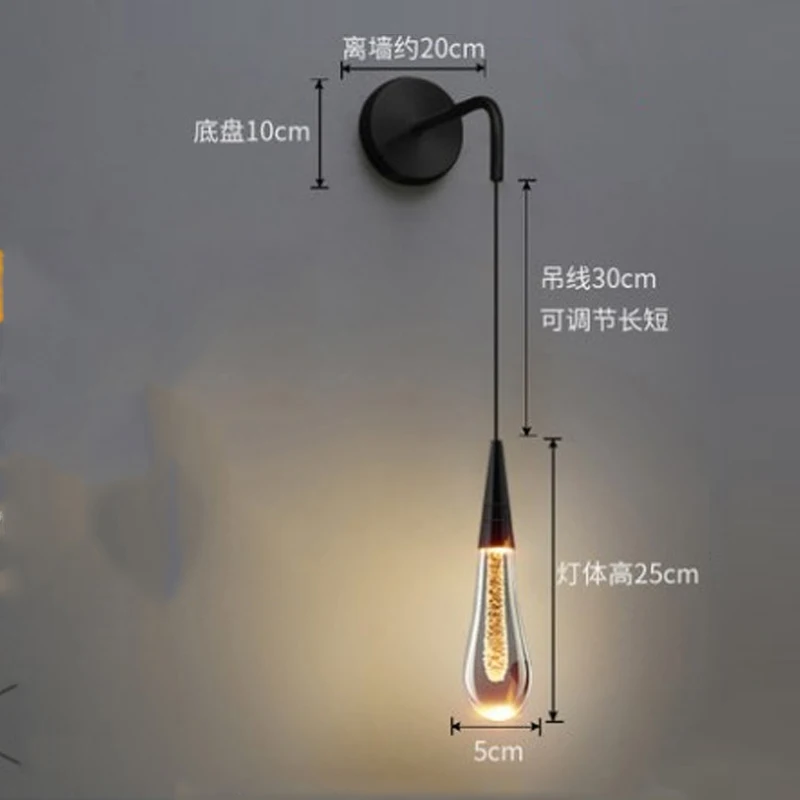 Post-Modern Crystal Wall Lights Glass Led Creative Raindrops Wall Lamp for Restaurant Bedroom Bedside Corridor Wall Sconces Lamp image 3