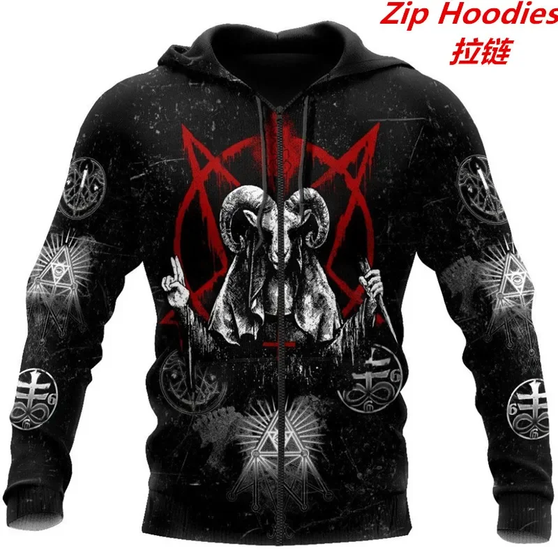 New dark Satan 3D AOP fashion Hoodie men\'s Hoodie Sweatshirt Unisex zipper Pullover casual jacket Sweatshirt