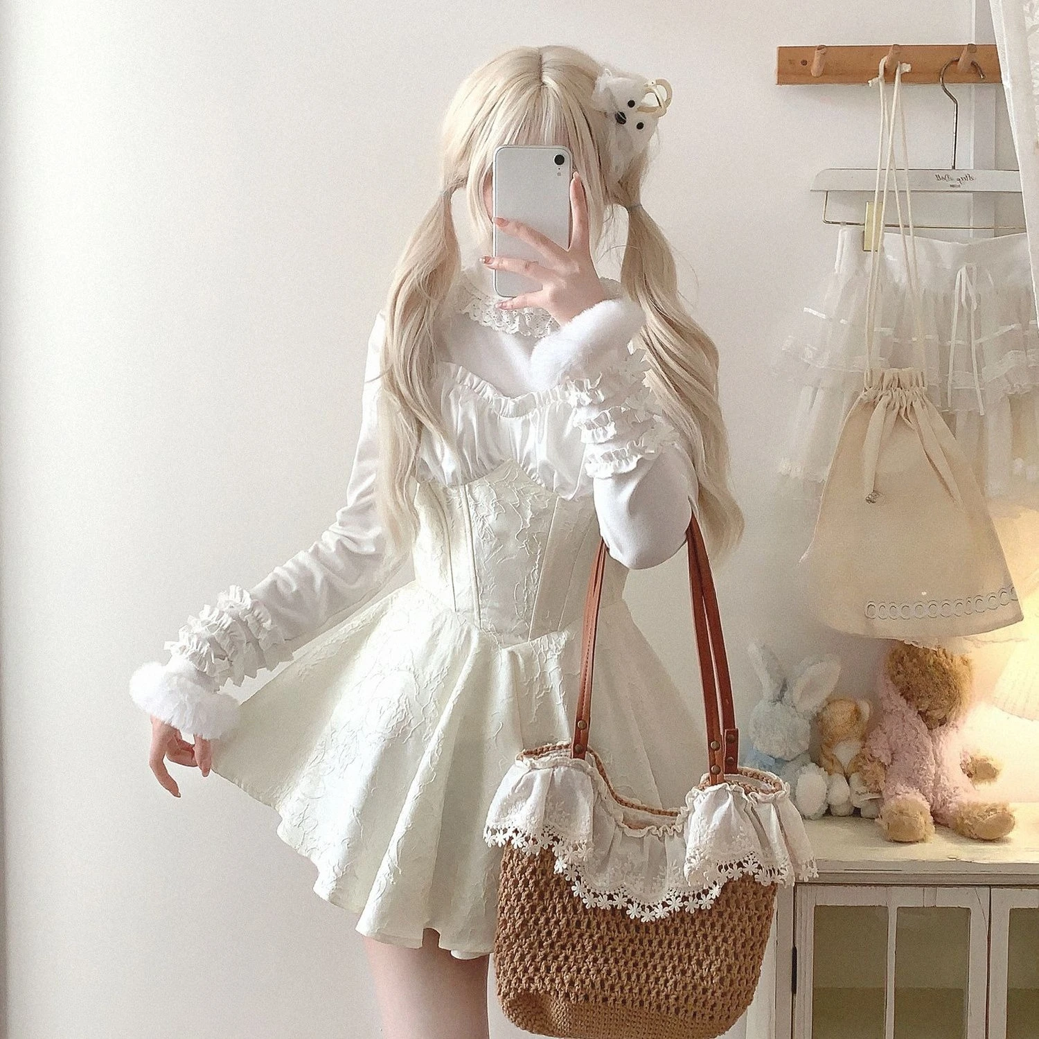 Pull fin japonais pour femmes, élégant, français, Kawaii, Lolita, sweat-shirt, vêtements d'extérieur, Vintage Chic, années 2000